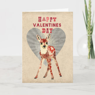 Cartão De Festividades Floral Fawn Valentines Card