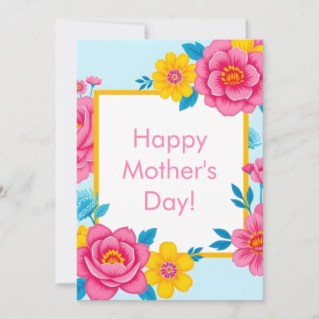 Cartão De Festividades Floral Frame with Vibrant Flowers (Frente)