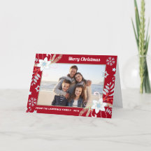 Floral Glitter Snowflakes Foto de Natal Vermelho
