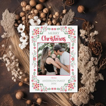 Floral Greenery Elegante Uma Foto Natal