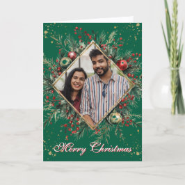 Cartão De Festividades Floral Holly Wreath Foto Natal