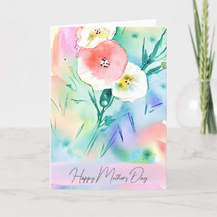 Cartão De Festividades Floral personalizado rosa e amarelo Dia das Mães