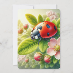 Cartão De Festividades Floral/primavera ladybug trabalho de arte