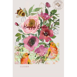 Cartão De Festividades Floral Rosa Branco Páscoa 