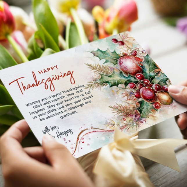 Cartão De Festividades Floral Winter Convement - Ação de Graças Personali (Criador carregado)