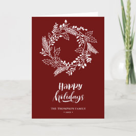 Cartão De Festividades Floral Wreath Natural | Poinsettia Pine Bough Red