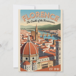 Cartão De Festividades Florence Itália Paisagem Urbana Retrô Viagem