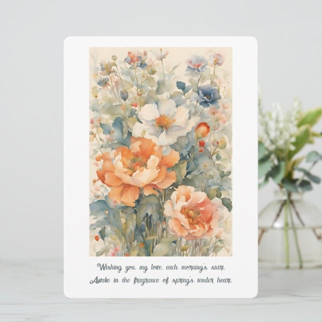 Cartão De Festividades Flores (Em pé/Frente)