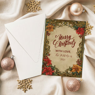 Cartão De Festividades Flores Clássicos de Natal Vitorianos