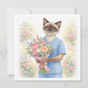 Cartão De Festividades Flores da Enfermeira para o Dia das Mães