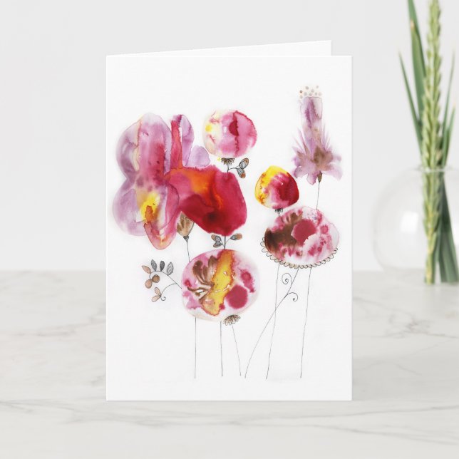 Cartão De Festividades flores da felicidade (Frente)