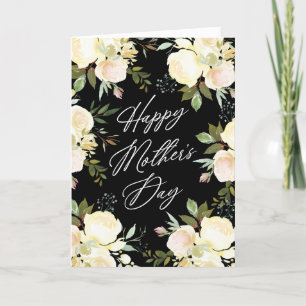 Cartão De Festividades Flores de Aguarela Branca Dia das Mães