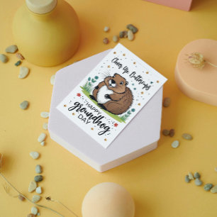 Cartão De Festividades Flores de Aquarelas - Fólvora de Groundhog - Cute 