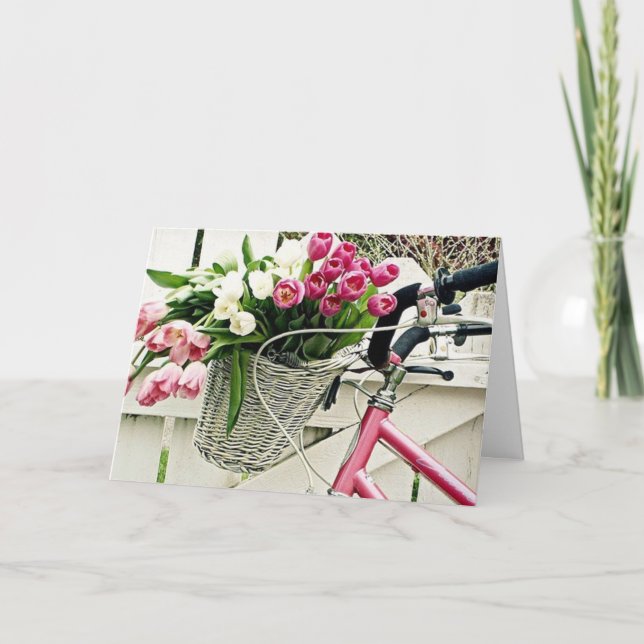 CARTÃO DE FESTIVIDADES FLORES DE BICICLETA E AMOR NA "PÁSCOA" (Frente)