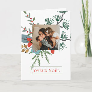 Cartão De Festividades Flores de Inverno de Natal Joyeux Noël Férias Foto