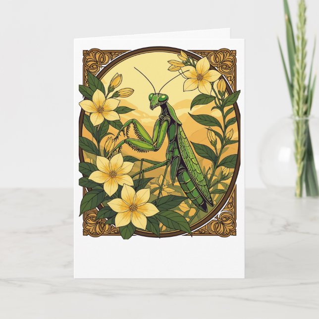 Cartão De Festividades Flores De Mantis E Jasmim Amarelo (Frente)