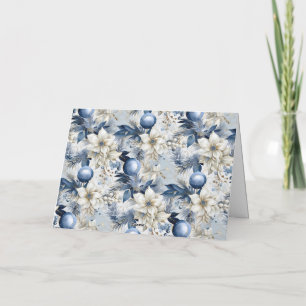 Cartão De Festividades Flores de Natal Vintage Azuis