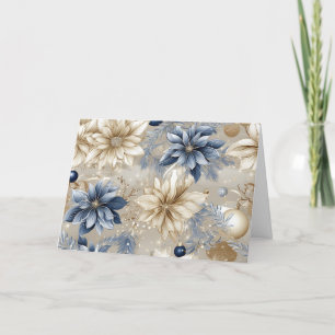 Cartão De Festividades Flores de Natal Vintage Azuis