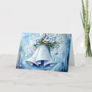 Cartão De Festividades Flores de Natal Vintage Azul Personalizar