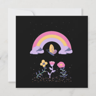 Cartão De Festividades Flores de Nuvens da Borboleta-Arco-Íris