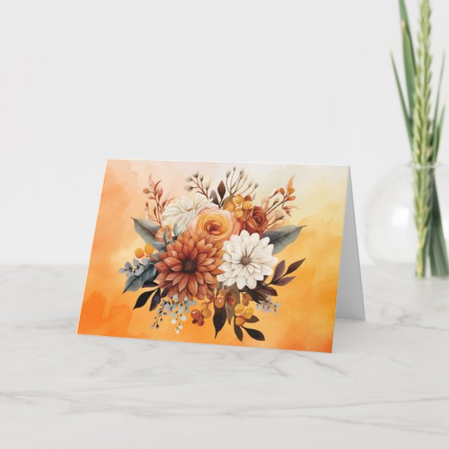 Cartão De Festividades Flores de Outono (Frente)