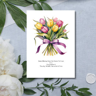 Cartão De Festividades Flores de Tulipa Rosa Amarelo Personalizadas Pásco