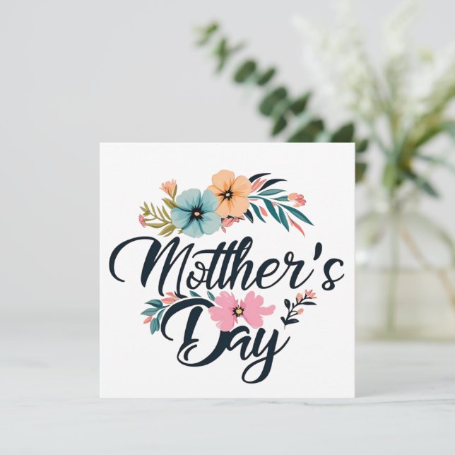 Cartão De Festividades Flores do Centro do Dia das Mães Laranja Água Rosa (Em pé/Frente)