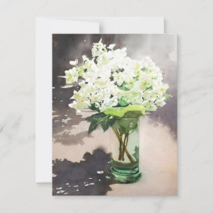 Cartão De Festividades Flores Em Vidro Límpido Em Aquarelas