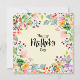 Cartão De Festividades Flores Feliz Dia das Mães Aquarela Flores