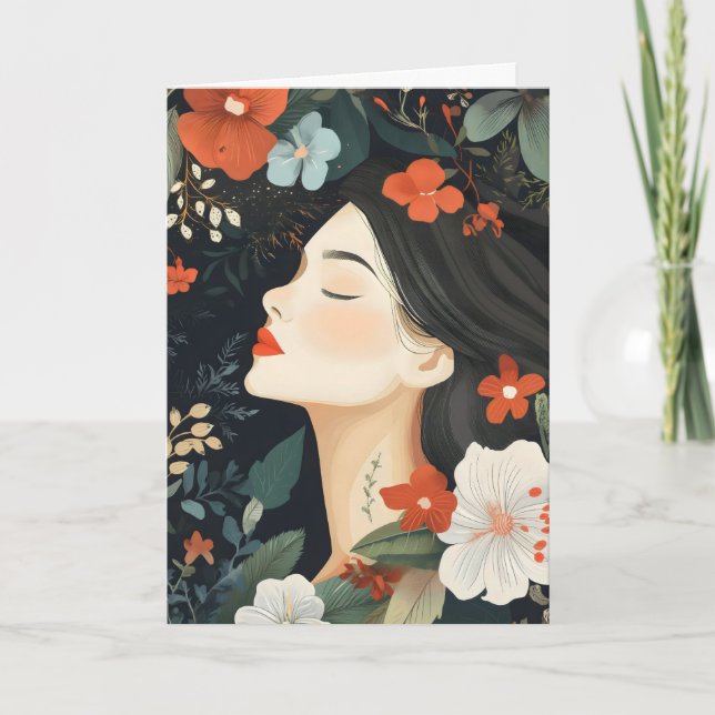 Cartão De Festividades Flores Femininas (Frente)