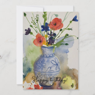 Cartão De Festividades Flores modernas de aquarela