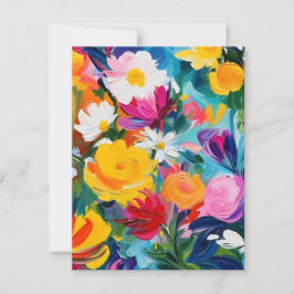 Cartão De Festividades Flores Pintadas Vibrantes