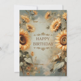 Cartão De Festividades Flores Sun Personalizadas de Aniversário Floral