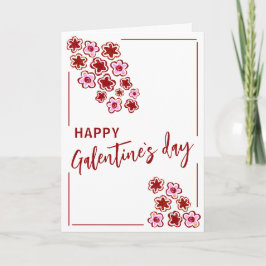 Cartão De Festividades Flores Vermelhas Rosadas Dia das Amigas Galentine`