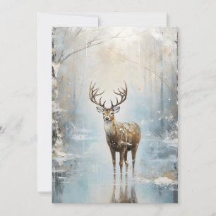 Cartão De Festividades Floresta Congelada Deer Bosque