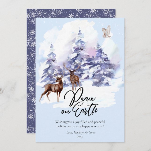 Cartão De Festividades Floresta da Floresta Aquarela Paz na Terra  (Frente/Verso)