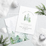 Cartão De Festividades Floresta de Aquarela Feliz Natal<br><div class="desc">Um design de férias elegante,  da natureza. Parte de uma coleção. Com texto elegante e design de floresta de aquarela linda.</div>