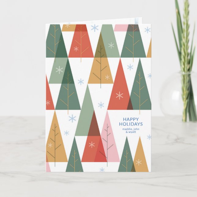 Cartão De Festividades Floresta de Férias Geométricas (Frente)