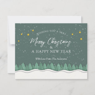 Cartão De Festividades Floresta de Inverno de Papercut Evergreen Feliz Na