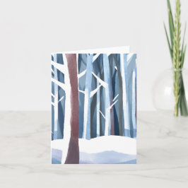 Cartão De Festividades Floresta de Inverno Nevada | Aquarela Simples Mode