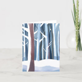 Cartão De Festividades Floresta de Inverno Nevada | Aquarela Simples Mode