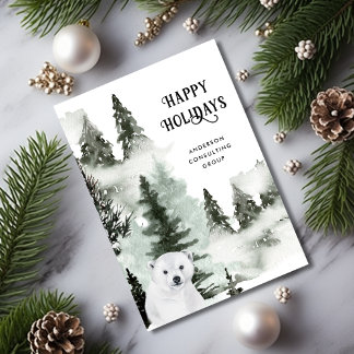 Cartão De Festividades Floresta de Inverno Pacífica Férias Empresariais
