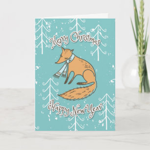 Cartão De Festividades Floresta de Natal Fox (5" x 7"), envelopes incluí