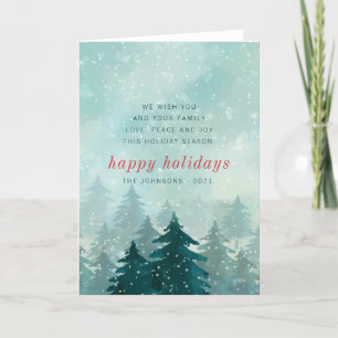 Cartão De Festividades Floresta de Neve de inverno com Aquarela Moderna