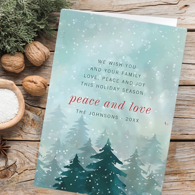 Cartão De Festividades Floresta de Neve de inverno com Aquarela Moderna (Criador carregado)