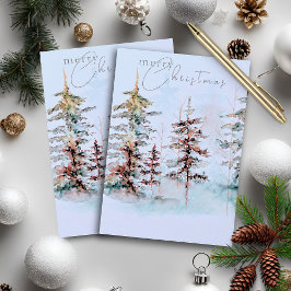 Cartão De Festividades Floresta de Pinheiro de Natal Elegante