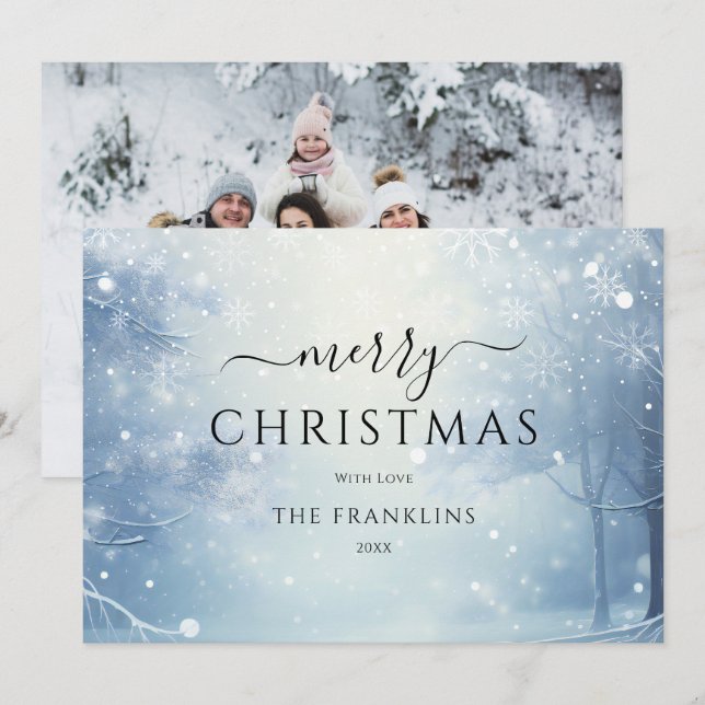 Cartão De Festividades Floresta do País das Maravilhas de Inverno Foto de (Frente/Verso)