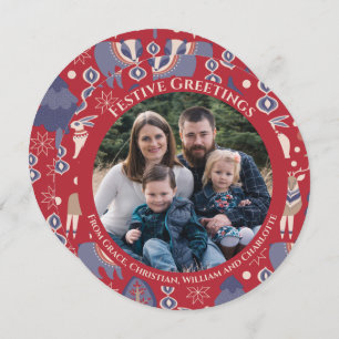 Cartão De Festividades Floresta Nórdica Escandinava Personalizada do Nata