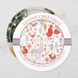 Cartão De Festividades Floresta Nórdica Escandinava Personalizada do Nata