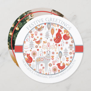 Cartão De Festividades Floresta Nórdica Escandinava Personalizada do Nata